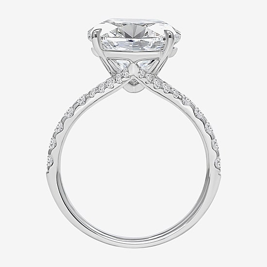 Signature By Modern Bride (I / Si2) Womens 6 1/2 Ct. T.W. Lab Grown White Diamond 14K Gold Oval Side Stone Engagement Ring