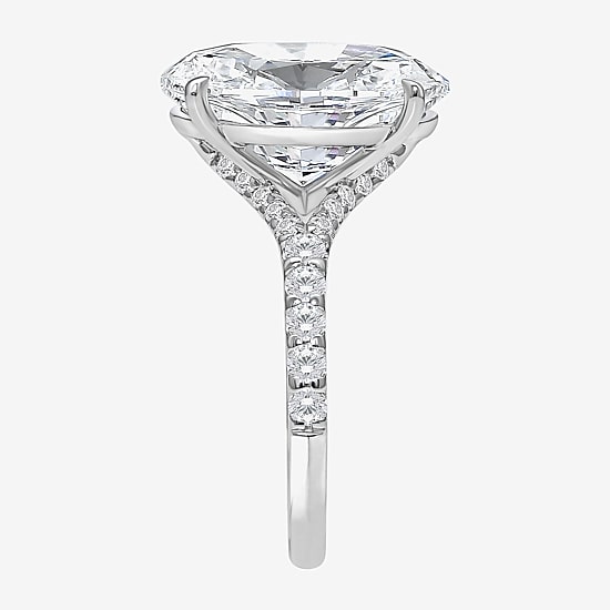 Signature By Modern Bride (I / Si2) Womens 6 1/2 Ct. T.W. Lab Grown White Diamond 14K Gold Oval Side Stone Engagement Ring