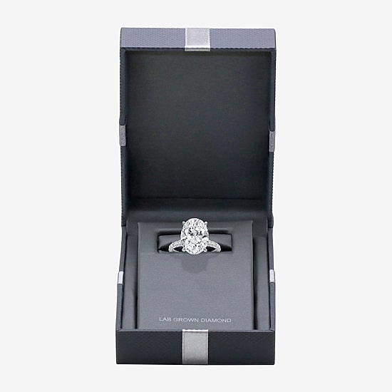Signature By Modern Bride (I / Si2) Womens 6 1/2 Ct. T.W. Lab Grown White Diamond 14K Gold Oval Side Stone Engagement Ring
