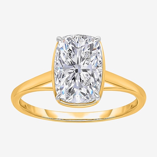 Bridal Addiction (I / Si2) Womens 3 CT. Lab Grown White Diamond 14K Gold Cushion Solitaire Engagement Ring