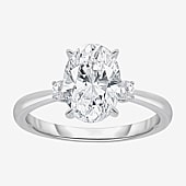 (I / Si2) Womens 2 1/10 CT. T.W. Lab Grown White Diamond 10K Gold Round 3-Stone Engagement Ring
