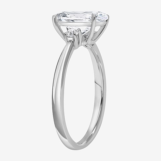 (I / Si2) Womens 2 1/10 CT. T.W. Lab Grown White Diamond 10K Gold Round 3-Stone Engagement Ring