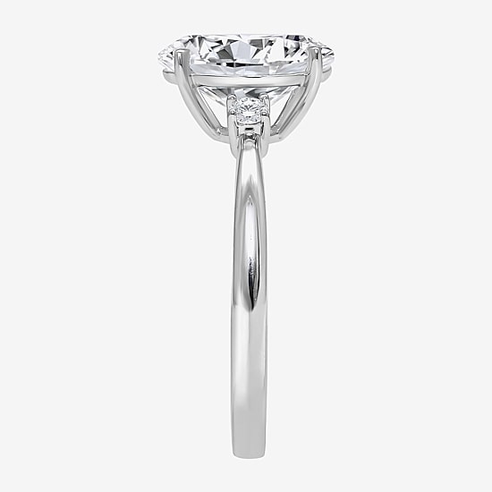 (I / Si2) Womens 2 1/10 CT. T.W. Lab Grown White Diamond 10K Gold Round 3-Stone Engagement Ring