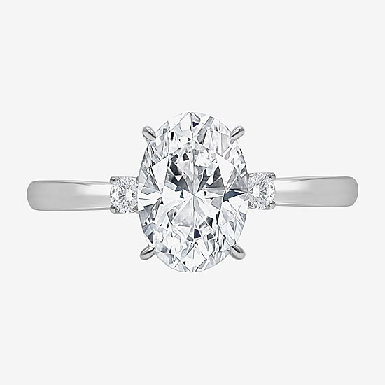 (I / Si2) Womens 2 1/10 CT. T.W. Lab Grown White Diamond 10K Gold Round 3-Stone Engagement Ring