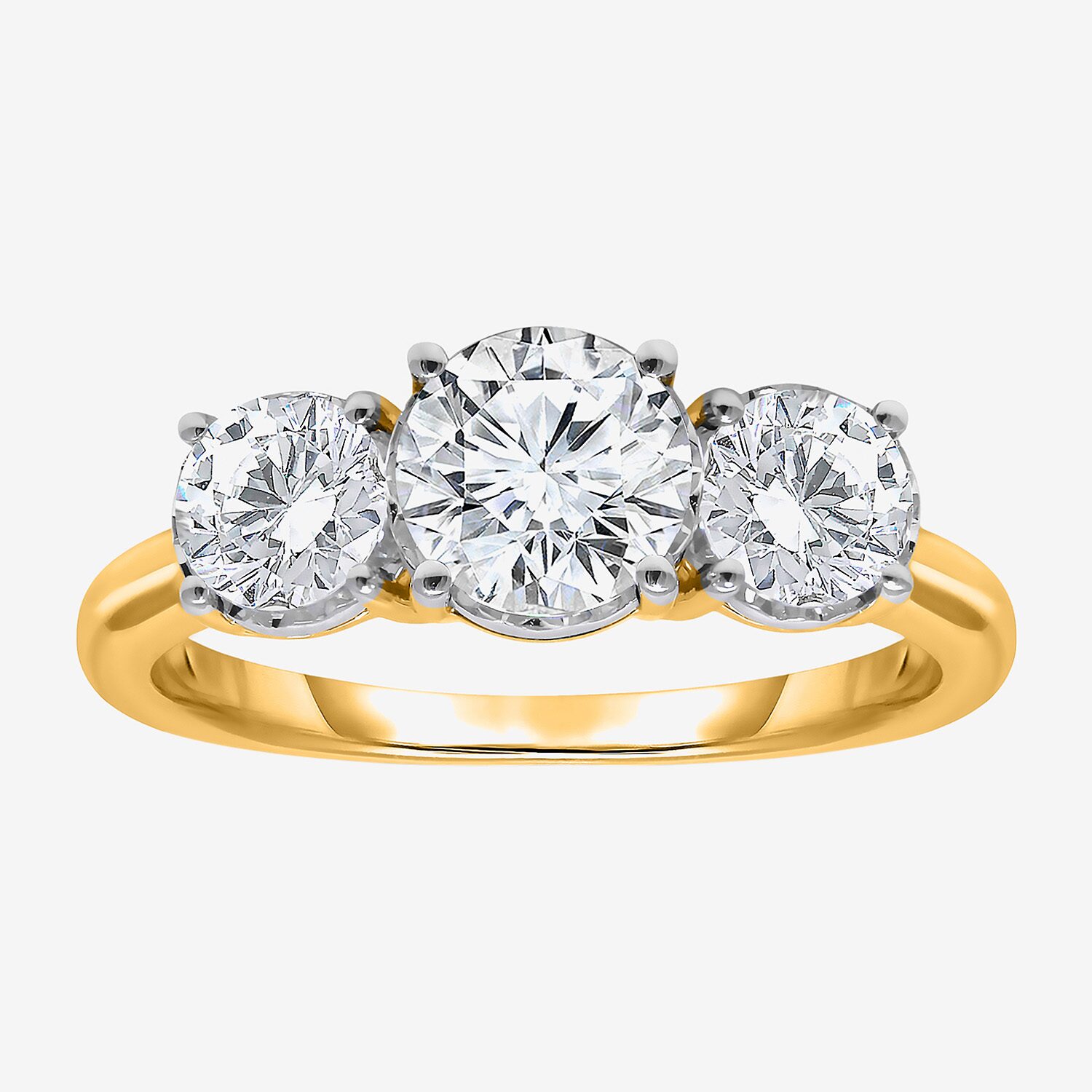(I / Si2) Womens 2 CT. T.W. Lab Grown White Diamond Round 3-Stone Engagement Ring