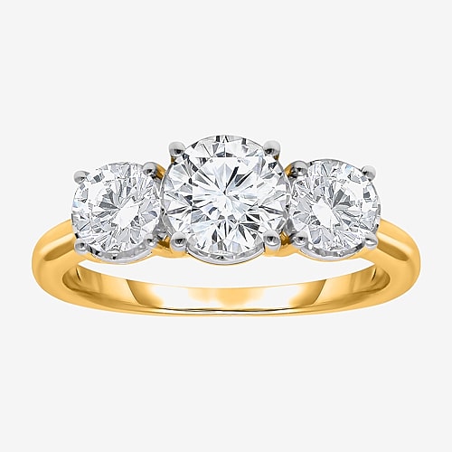 Modern Bride (i / Si2) Womens 2 Ct. T.w. Lab Grown White Diamond Round 3-stone Engagement Ring In Yellow