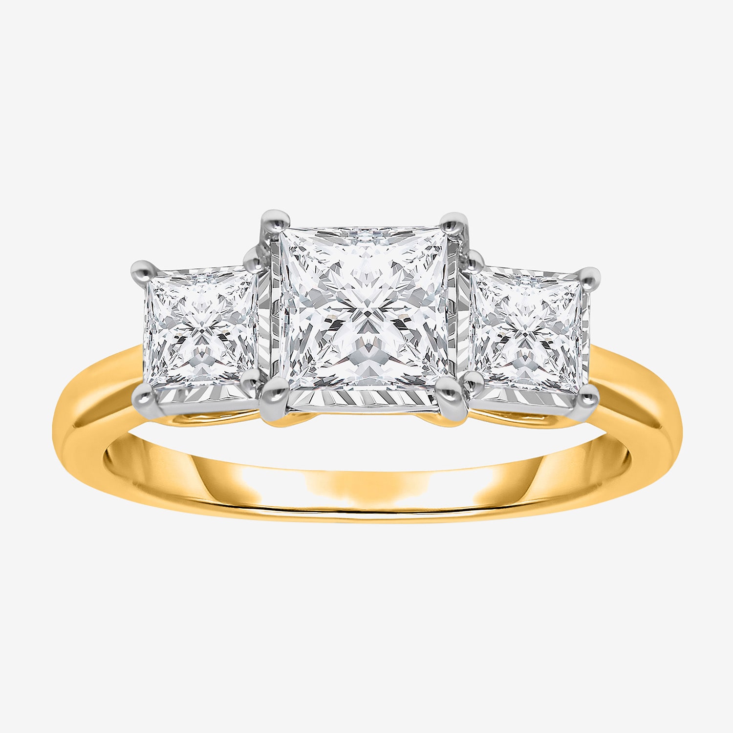 (I / Si2) Womens 2 CT. T.W. Lab Grown White Diamond 3-Stone Engagement Ring