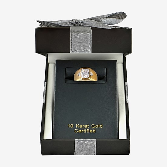 (F / Vs2) Mens 3 1/6 Ct. T.W. Lab Grown White Diamond 10K Gold Rectangular Engagement Ring