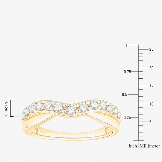 (F / Vs2) Womens 4.5MM 1/2 CT. T.W. Lab Grown White Diamond 10K Gold Wedding Band