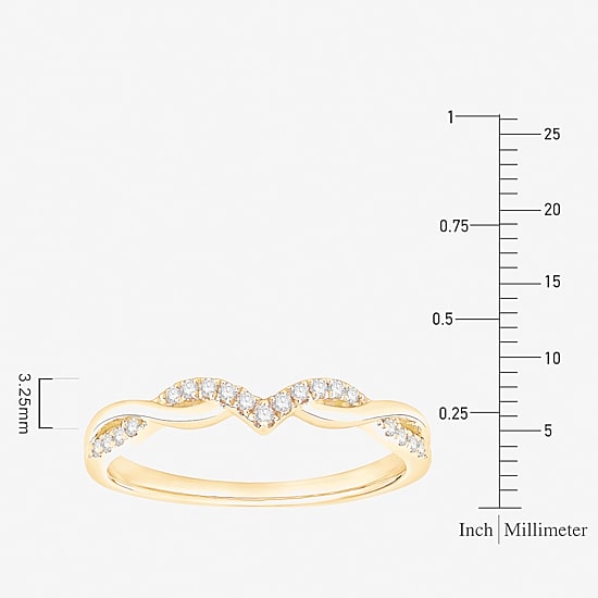 (F / Vs2) Womens 3MM 1/10 CT. T.W. Lab Grown White Diamond 10K Gold Wedding Band