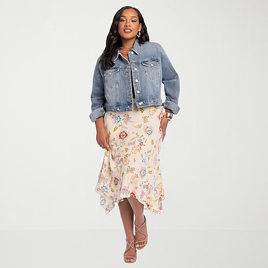JS Jessica Simpson Womens Plus High Rise Midi A-Line Skirt