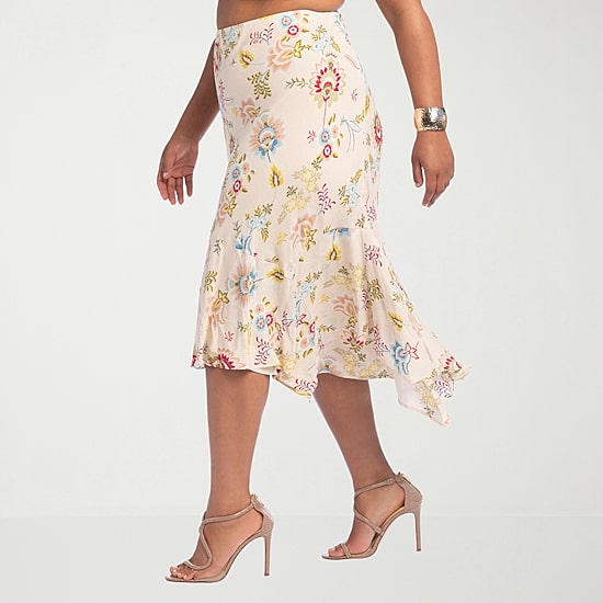JS Jessica Simpson Womens Plus High Rise Midi A-Line Skirt