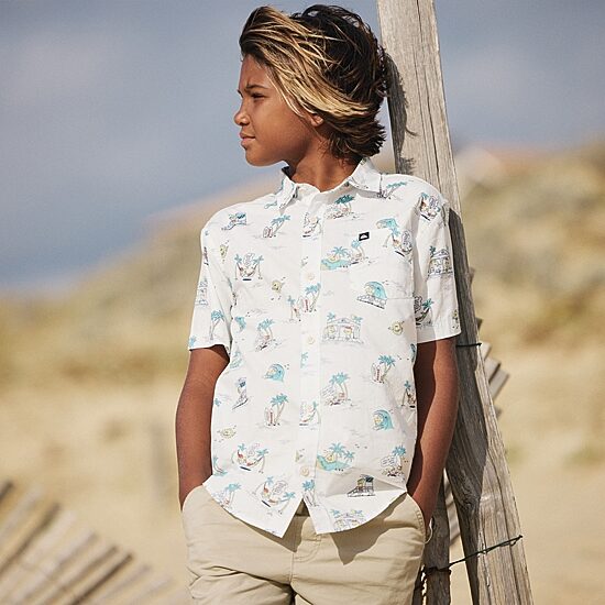 Quiksilver Big Kid Boys Short Sleeve Regular Fit Button-Down Shirt