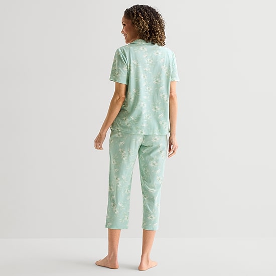 Liz Claiborne Womens Short Sleeve 2-pc. Pajama Set