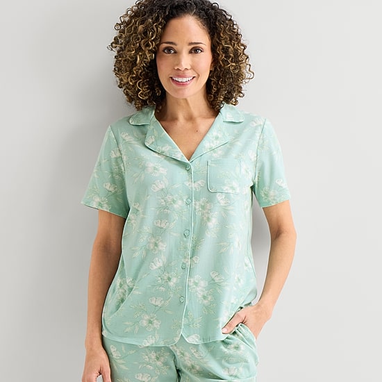 Liz Claiborne Womens Short Sleeve 2-pc. Pajama Set
