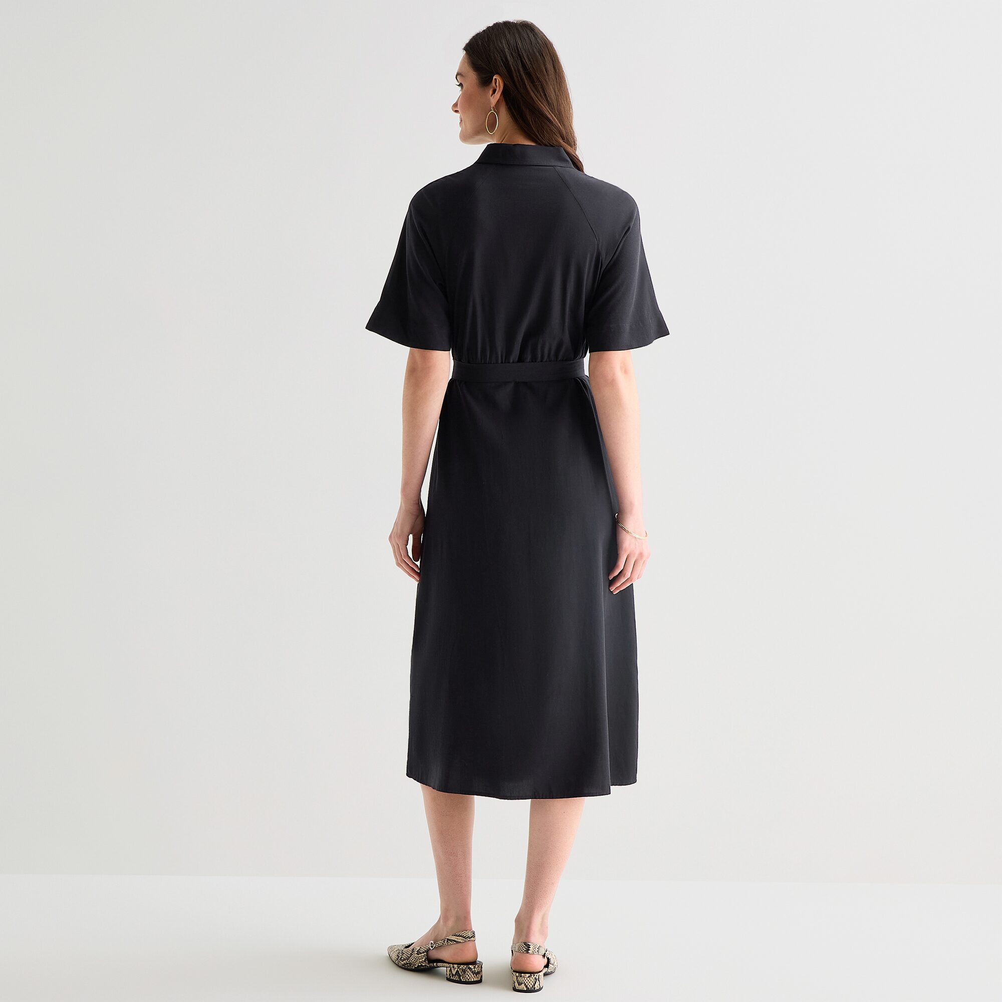 Worthington Womens Short Sleeve Tie Belt Shirt Dress