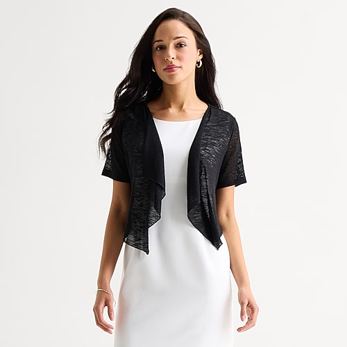 Perceptions Womens Short Sleeve Shrug, Large, Black