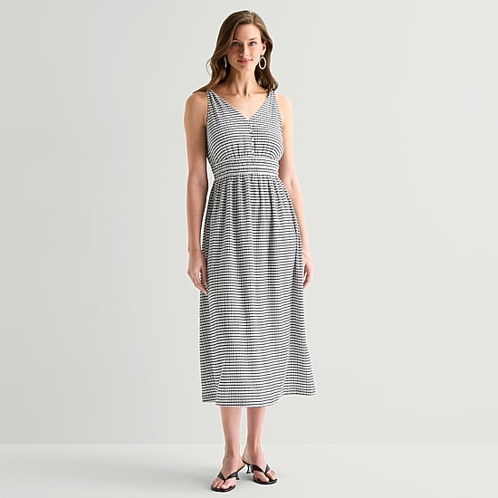 52seven Womens V Neck Sleeveless Maxi Dress
