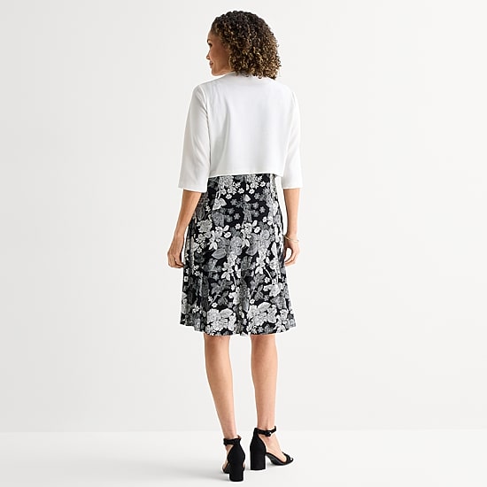 Perceptions Womens Floral Jacket Dress