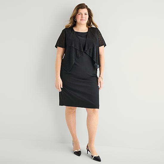 Perceptions Womens Short Sleeve Shrug Plus