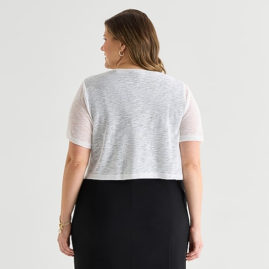 Perceptions Womens Short Sleeve Shrug Plus