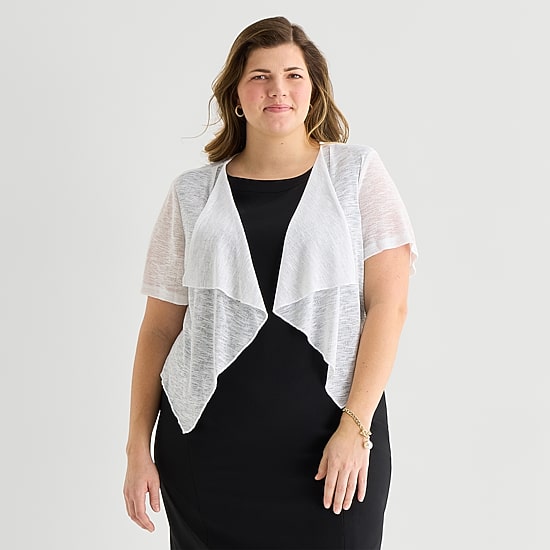 Perceptions Womens Short Sleeve Shrug Plus