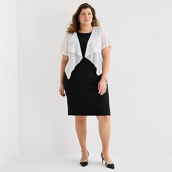 Perceptions Womens Short Sleeve Shrug Plus