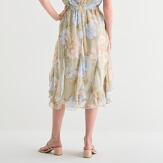 a.n.a Womens High Rise Midi A-Line Skirt
