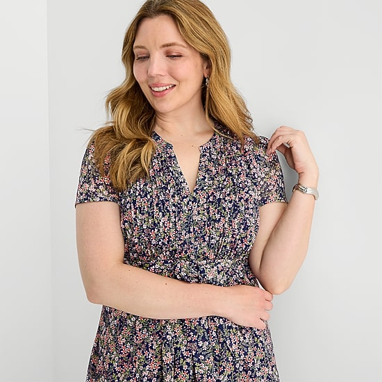 MSK Womens Plus Short Sleeve Floral Shirt Dress