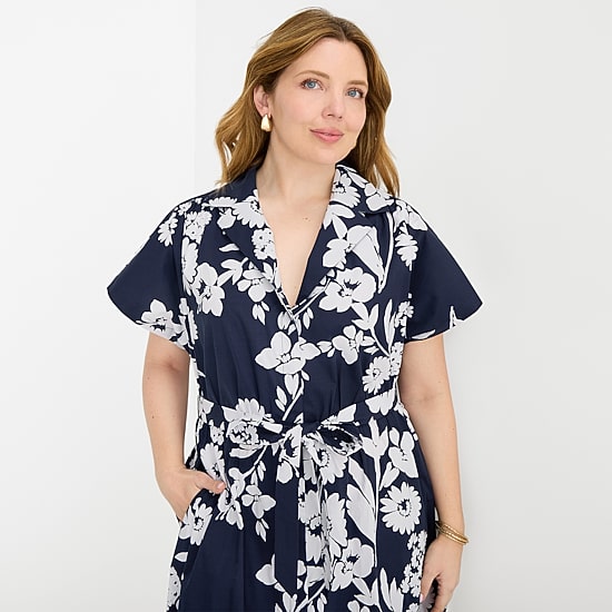 52seven Womens Plus Midi Short Sleeve Fitted Floral Fit + Flare Dress