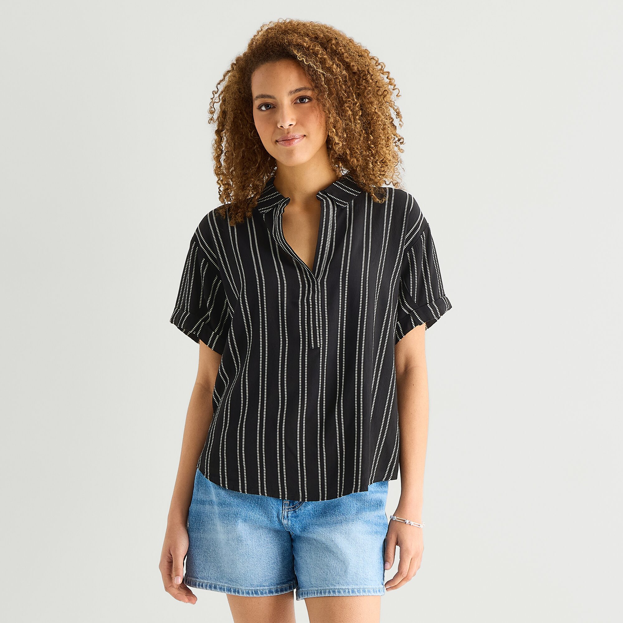 a.n.a Womens Tall Short Sleeve Blouse