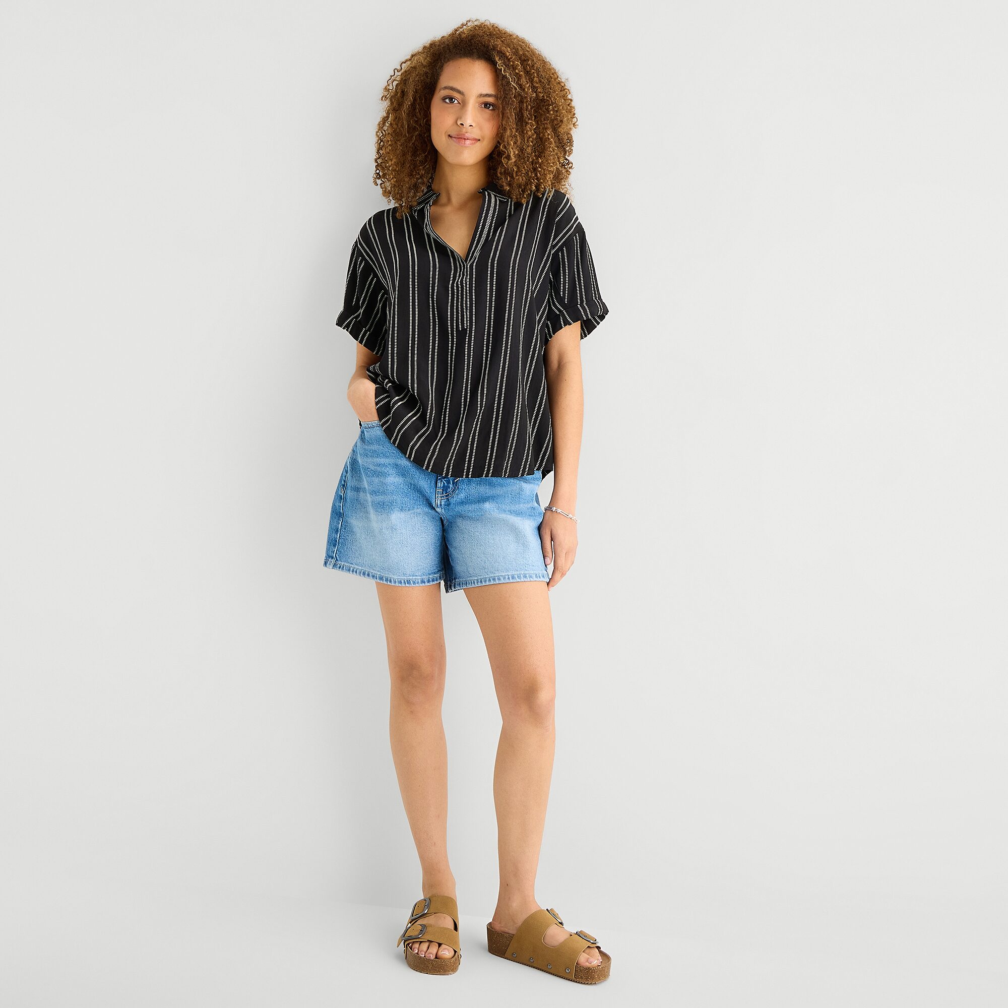 a.n.a Womens Tall Short Sleeve Blouse