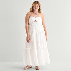 jcpenney white long dresses Giovanna Women's Elegant Bloom Eyelet Lace Fit & Flare Belted Dress, White, 20 W