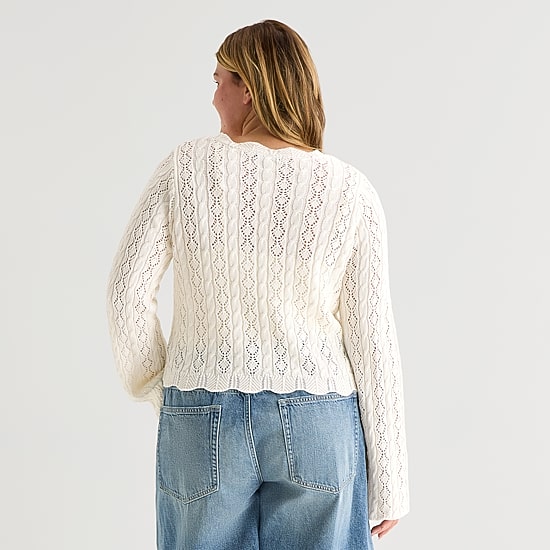 Forever 21 Juniors Plus Womens V Neck Long Sleeve Pullover Sweater