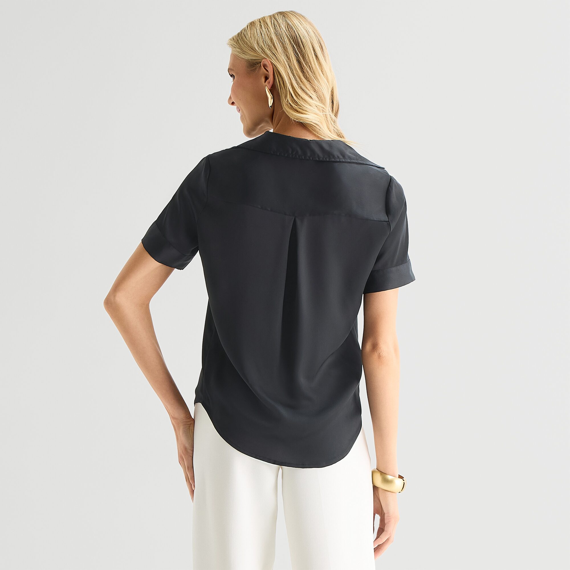 Worthington Womens Short Sleeve Slim Fit Blouse