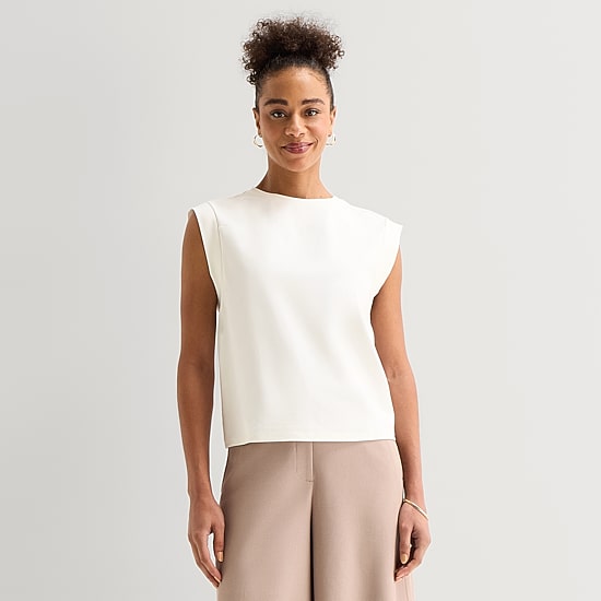 Worthington Womens Crew Neck Sleeveless Blouse