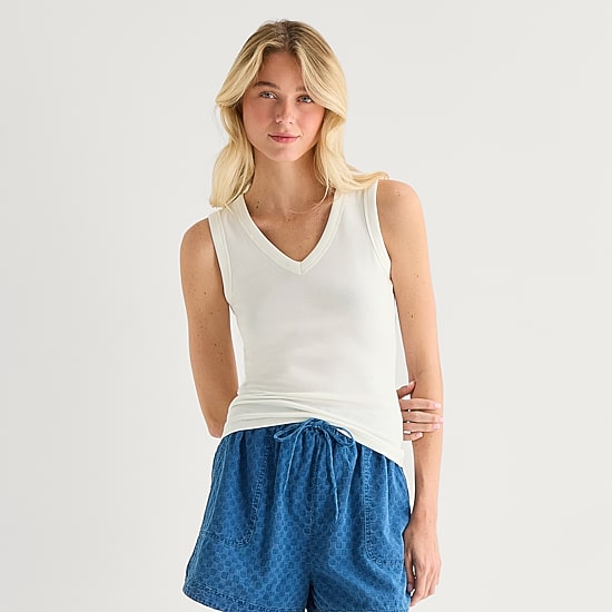 A.N.A Womens V Neck Sleeveless Tank Top