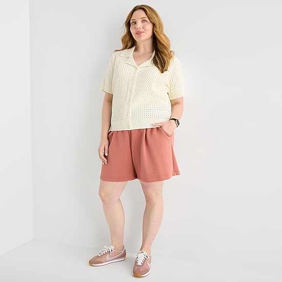 Stylus Plus Womens Short Sleeve Polo Sweater