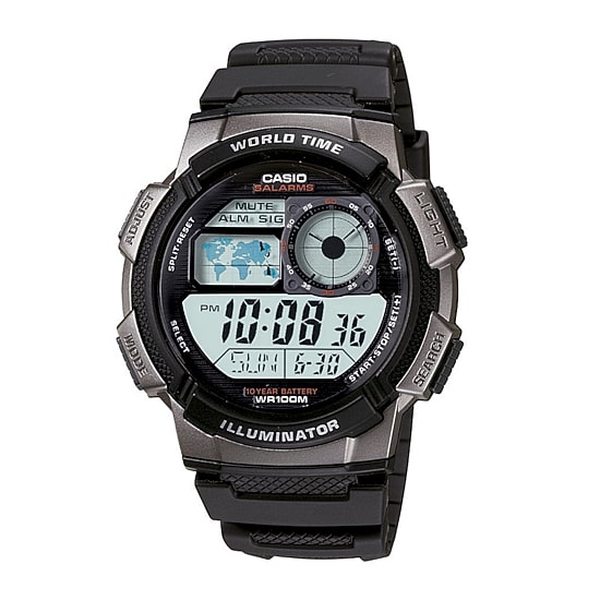 Casio® Illuminator Mens Black/Gray Bezel Digital Sport Watch AE1000W-1BV