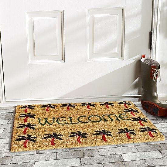 Calloway Mills Palm Tree Border Welcome 17"X29" Outdoor Rectangular Doormat