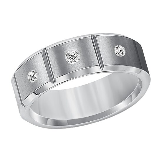 Limited Quantities! Mens 1/10 CT. T.W. White Diamond Ceramic Tungsten Band