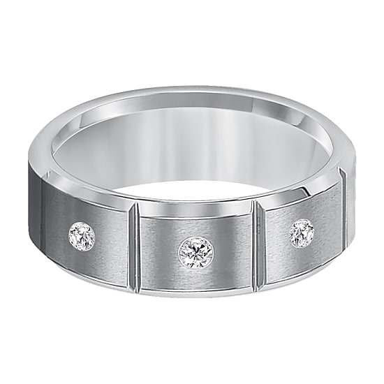 Limited Quantities! Mens 1/10 CT. T.W. White Diamond Ceramic Tungsten Band