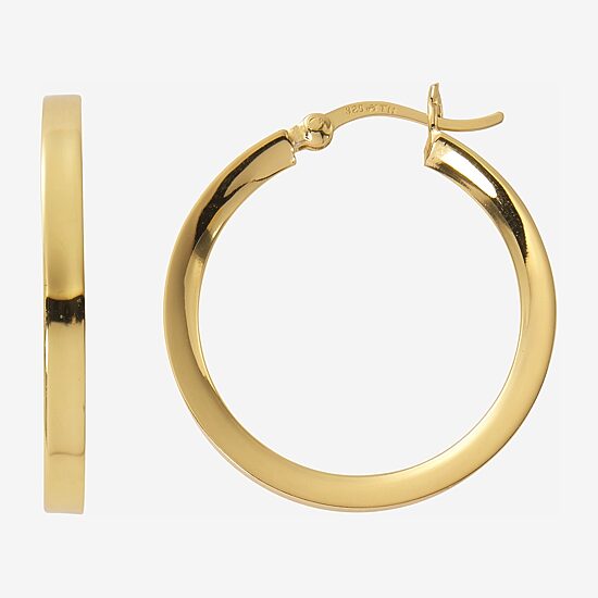 Womens 24K Gold Over Silver 30mm Hoop Earrings