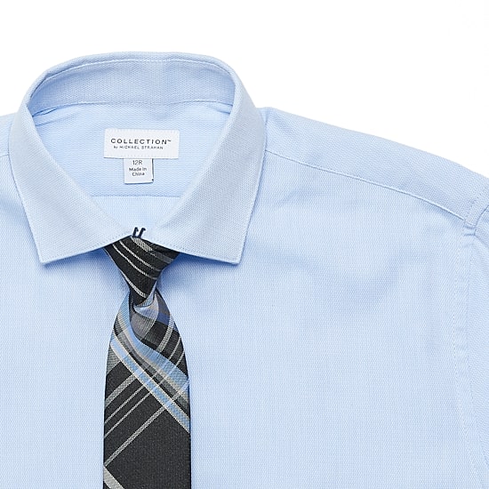 Collection By Michael Strahan Big Kid Boys Long Sleeve Spread Collar Shirt + Tie Set