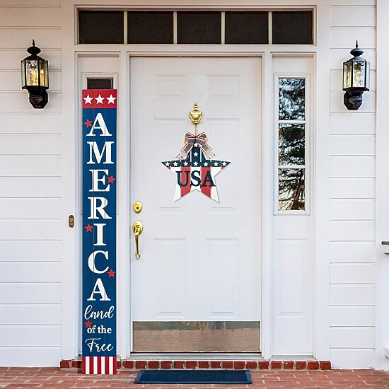 Glitzhome 60"H Wooden Patriotic Porch Sign