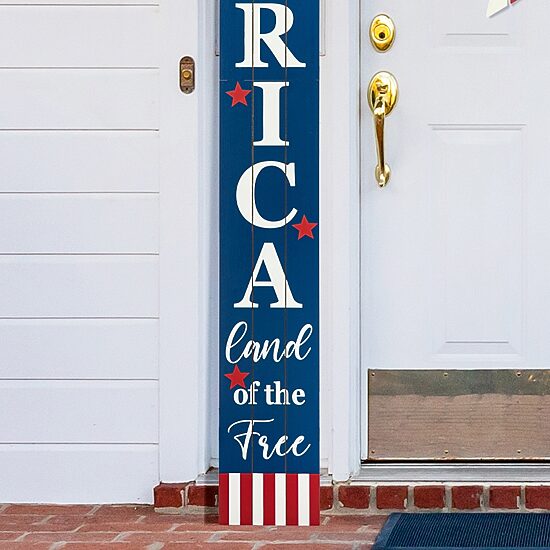 Glitzhome 60"H Wooden Patriotic Porch Sign