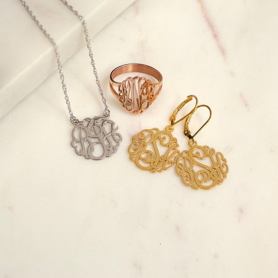 Personalized 14K Gold Over Sterling Silver Monogram Drop Earrings