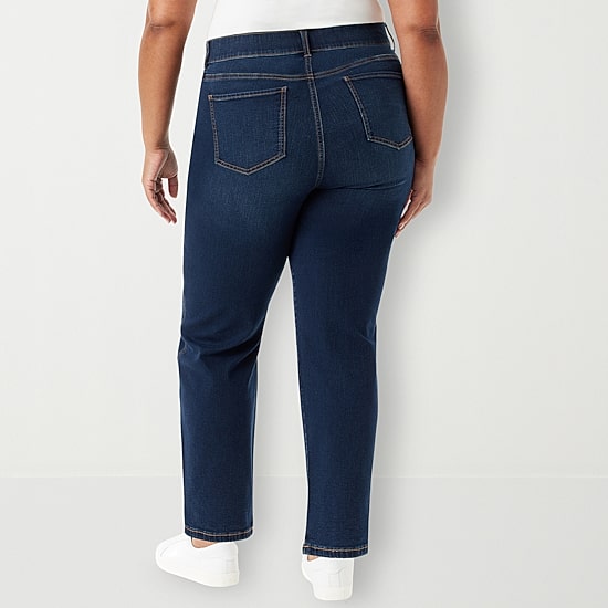 Gloria Vanderbilt Womens Plus High Rise Straight Leg Jean