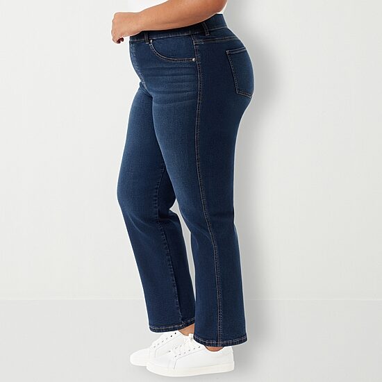 Gloria Vanderbilt Womens Plus High Rise Straight Leg Jean