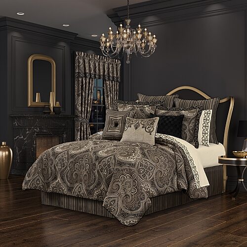 Queen Street Camina 4-pc. Damask + Scroll Midweight Comforter Set, One Size, Brown